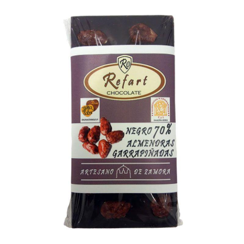 Tableta de chocolate negro 70% con almendra garrapiñada. - Bendito Sabor