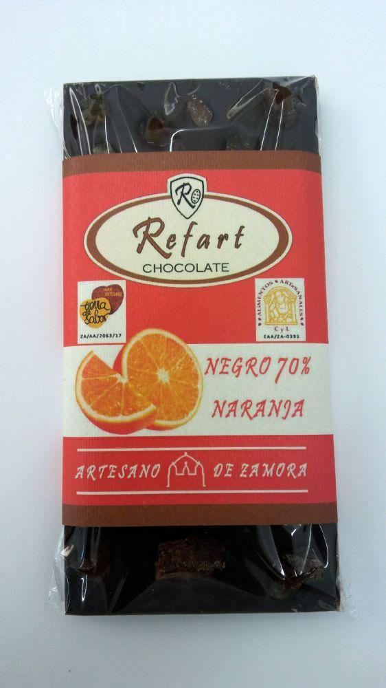 Tableta de chocolate negro 70% con naranja. - Bendito Sabor